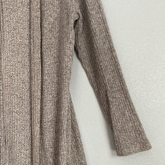 Unbranded Women's Beige Hooded Sweater Open Front Cardigan Long Sleeves Sz L - Picture 4 of 11